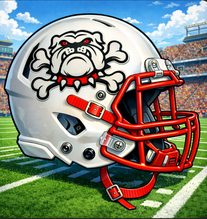 Junior Bulldogs football helmet artwork